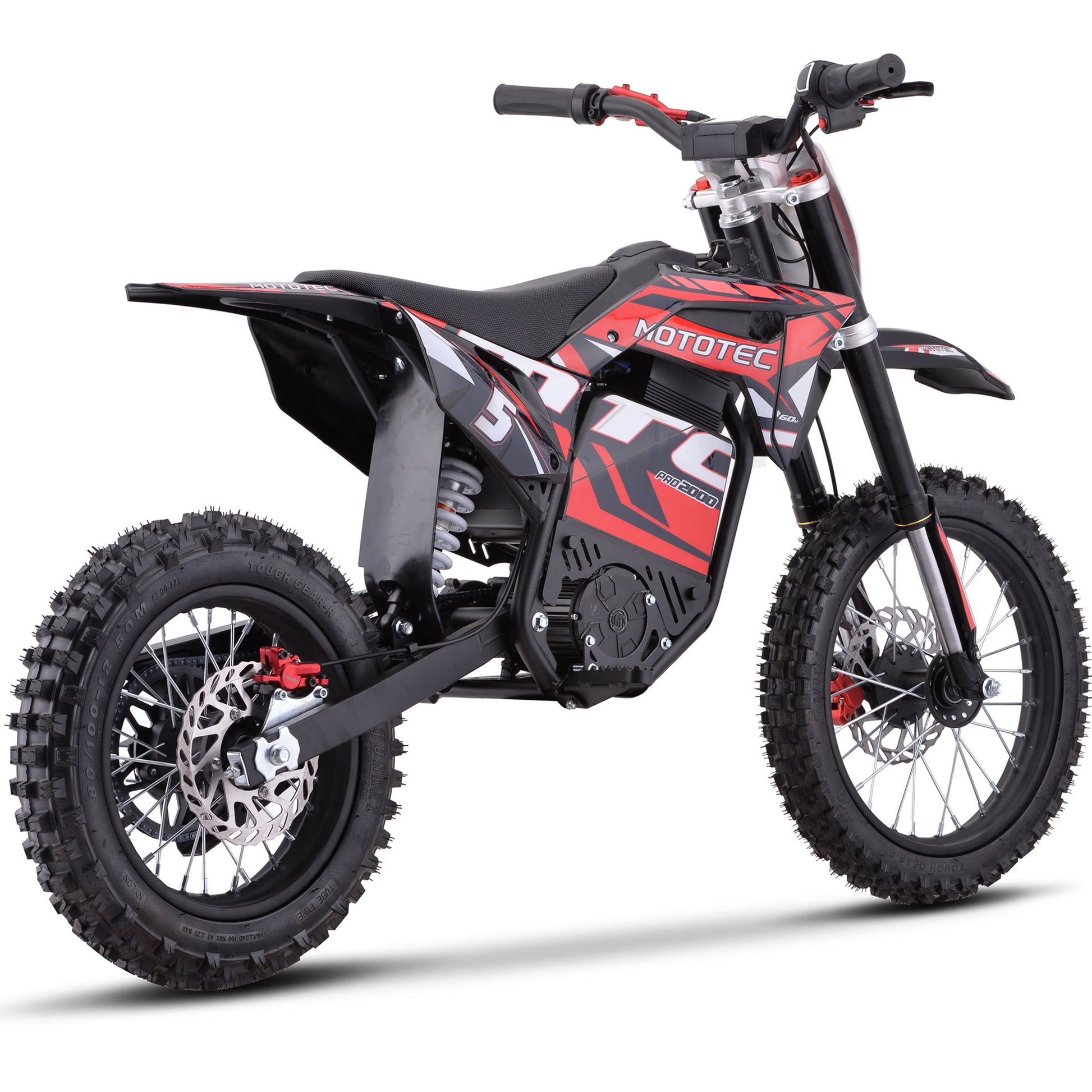 MotoTec 60V 2000W Pro Electric Dirt Bike Lithium Red - view 3