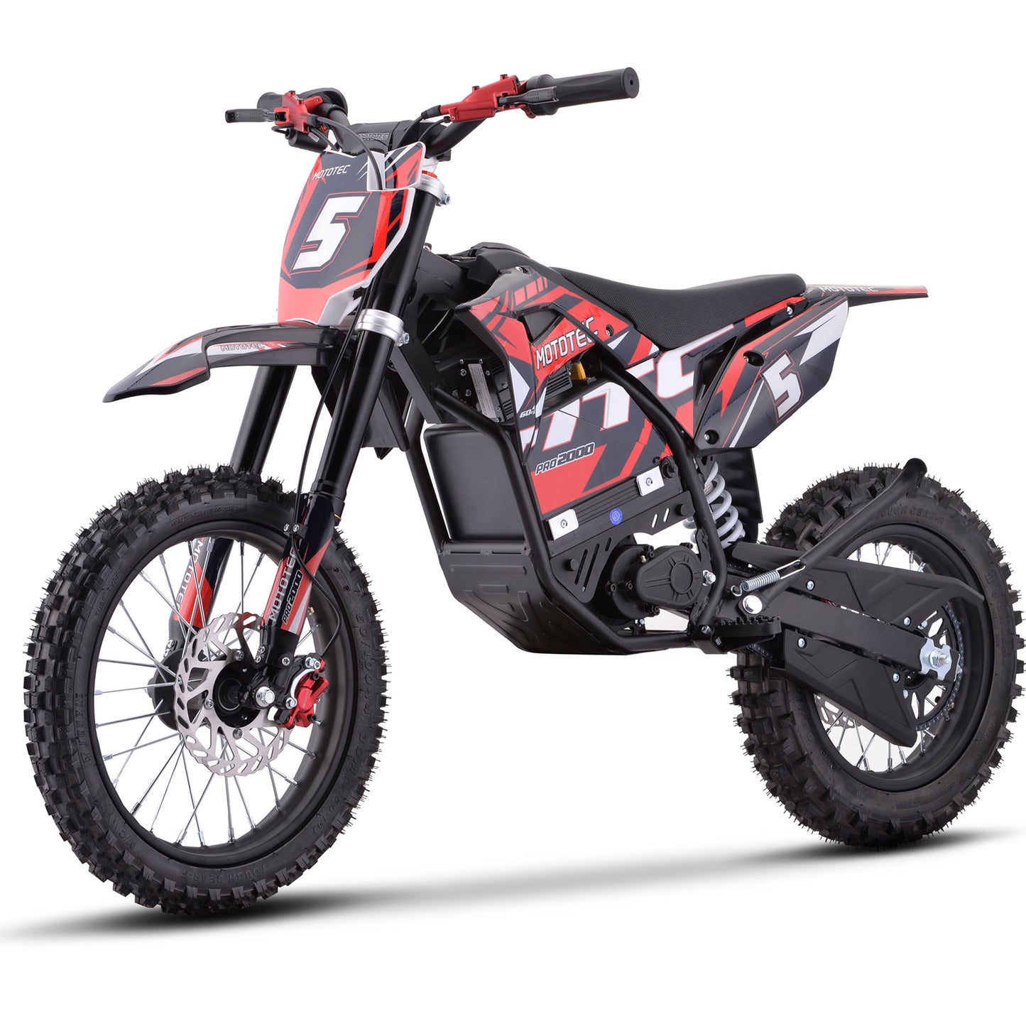 MotoTec 60V 2000W Pro Electric Dirt Bike Lithium Red - view 5