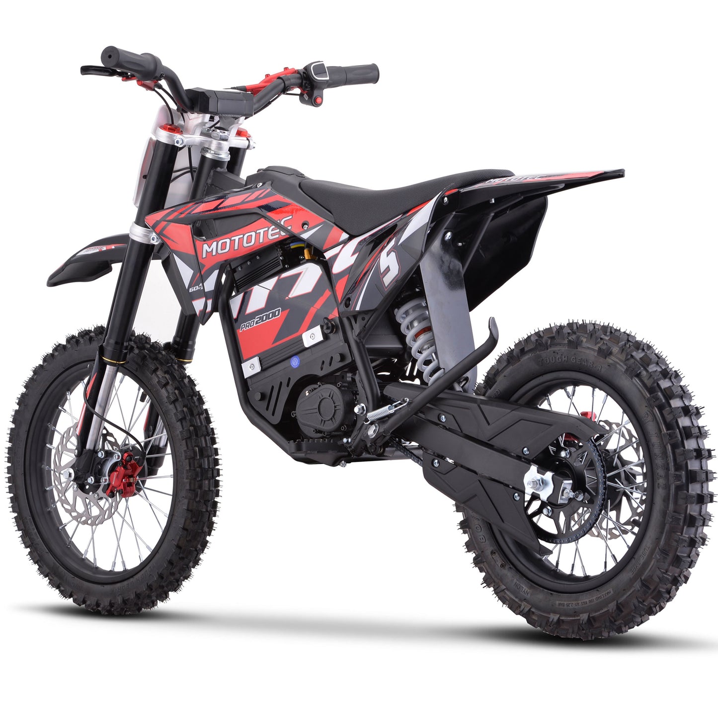 MotoTec 60V 2000W Pro Electric Dirt Bike Lithium Red - view 6