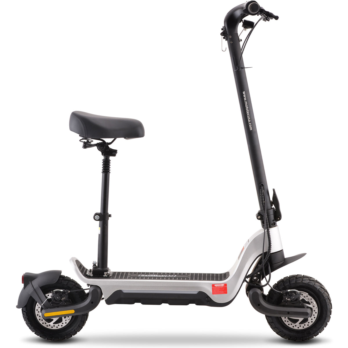 MotoTec Fury 48V 1000W Lithium Electric Scooter Silver - view 6
