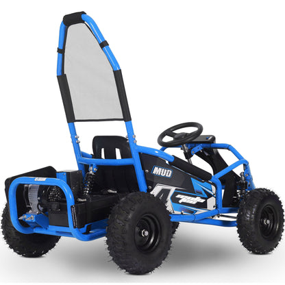 MotoTec Mud Kids Electric 48V 1000W Go Kart Full Suspension Blue - view 3