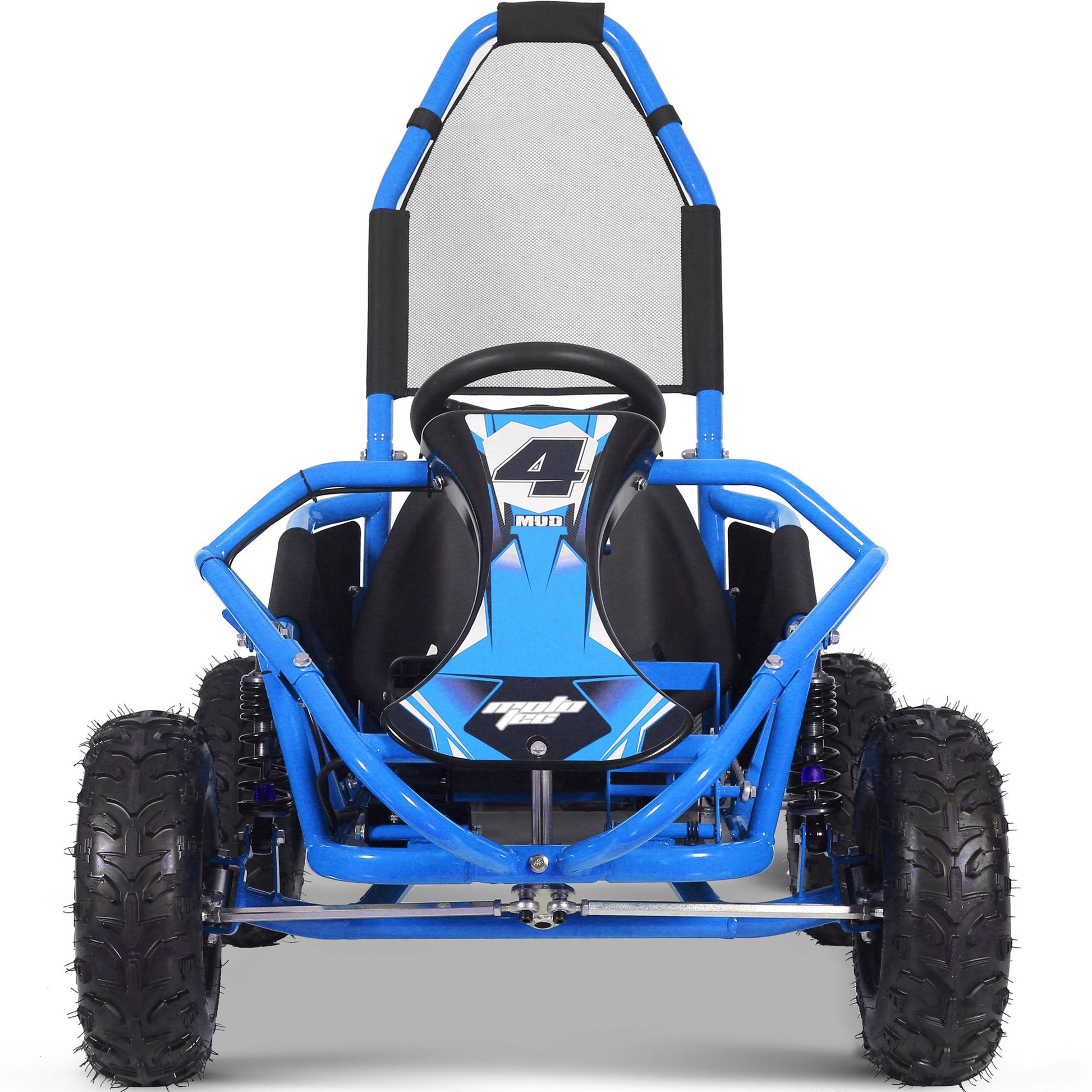 MotoTec Mud Kids Electric 48V 1000W Go Kart Full Suspension Blue - view 4