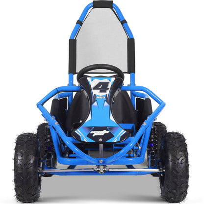 MotoTec Mud Kids Electric 48V 1000W Go Kart Full Suspension Blue - view 4