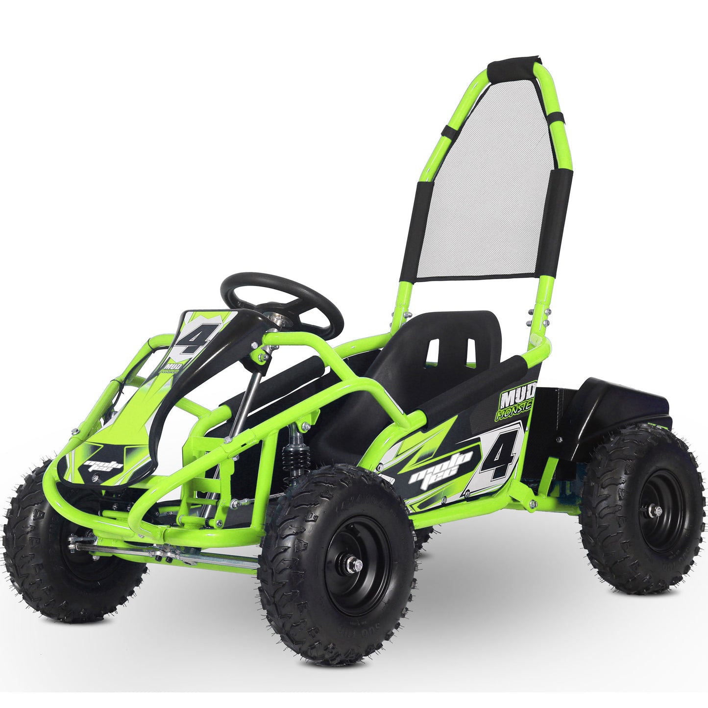 MotoTec Mud Kids Electric 48V 1000W Go Kart Full Suspension Green