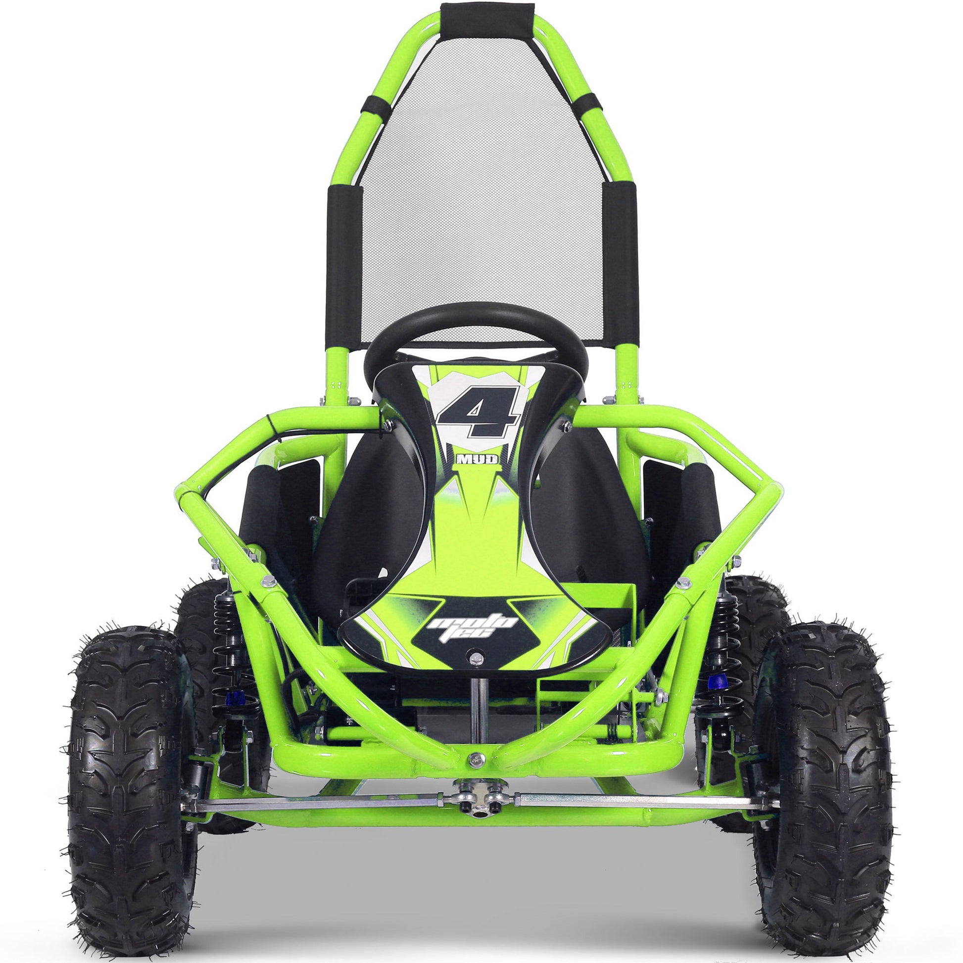 MotoTec Mud Kids Electric 48V 1000W Go Kart Full Suspension Green - view 4