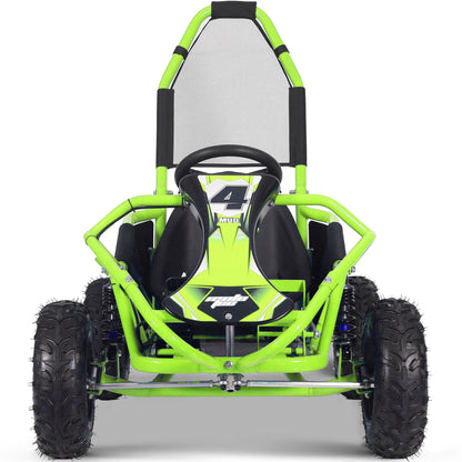 MotoTec Mud Kids Electric 48V 1000W Go Kart Full Suspension Green - view 4