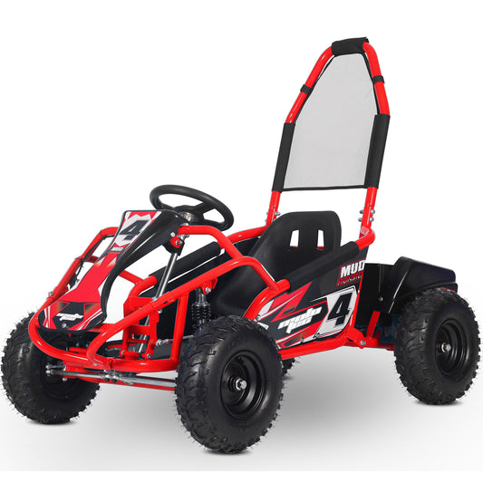 MotoTec Mud Kids Electric 48V 1000W Go Kart Full Suspension Red