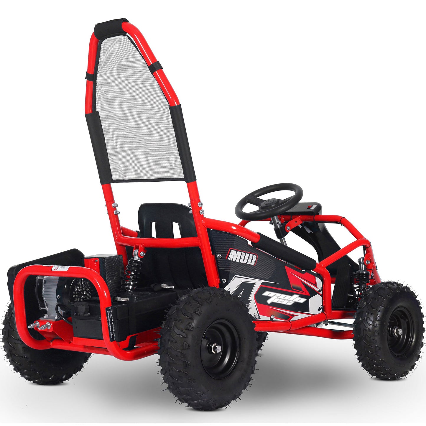 MotoTec Mud Kids Electric 48V 1000W Go Kart Full Suspension Red - view 3