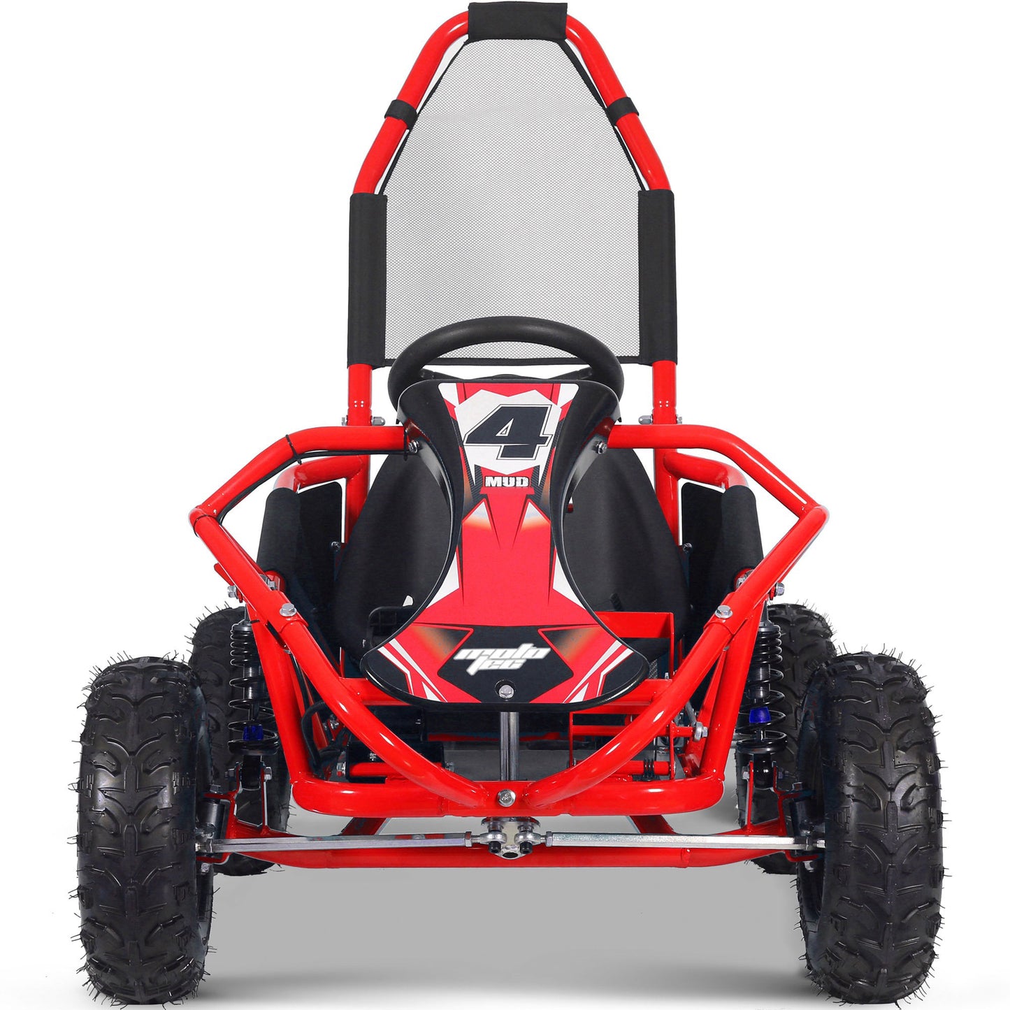 MotoTec Mud Kids Electric 48V 1000W Go Kart Full Suspension Red - view 4