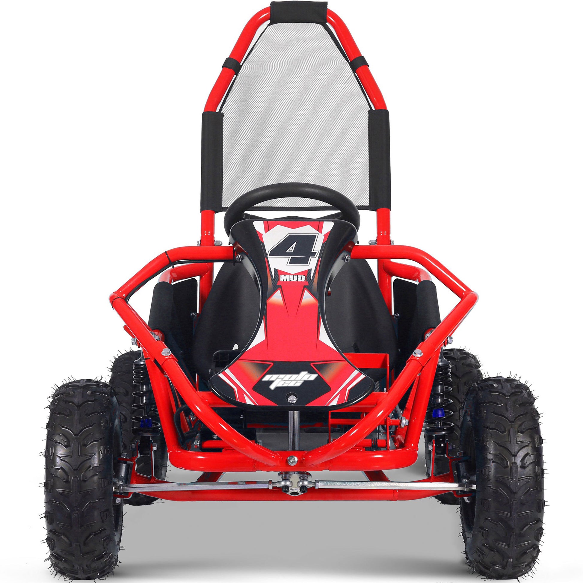 MotoTec Mud Kids Electric 48V 1000W Go Kart Full Suspension Red - view 4