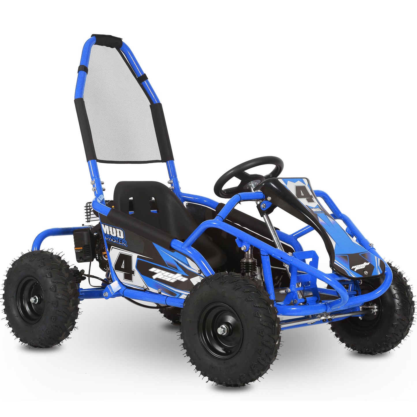 MotoTec Mud Kids Gas 98cc Go Kart Full Suspension Blue
