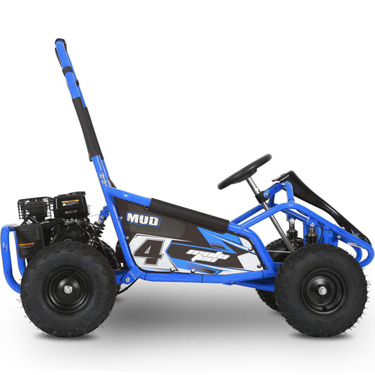 MotoTec Mud Kids Gas 98cc Go Kart Full Suspension Blue - view 2