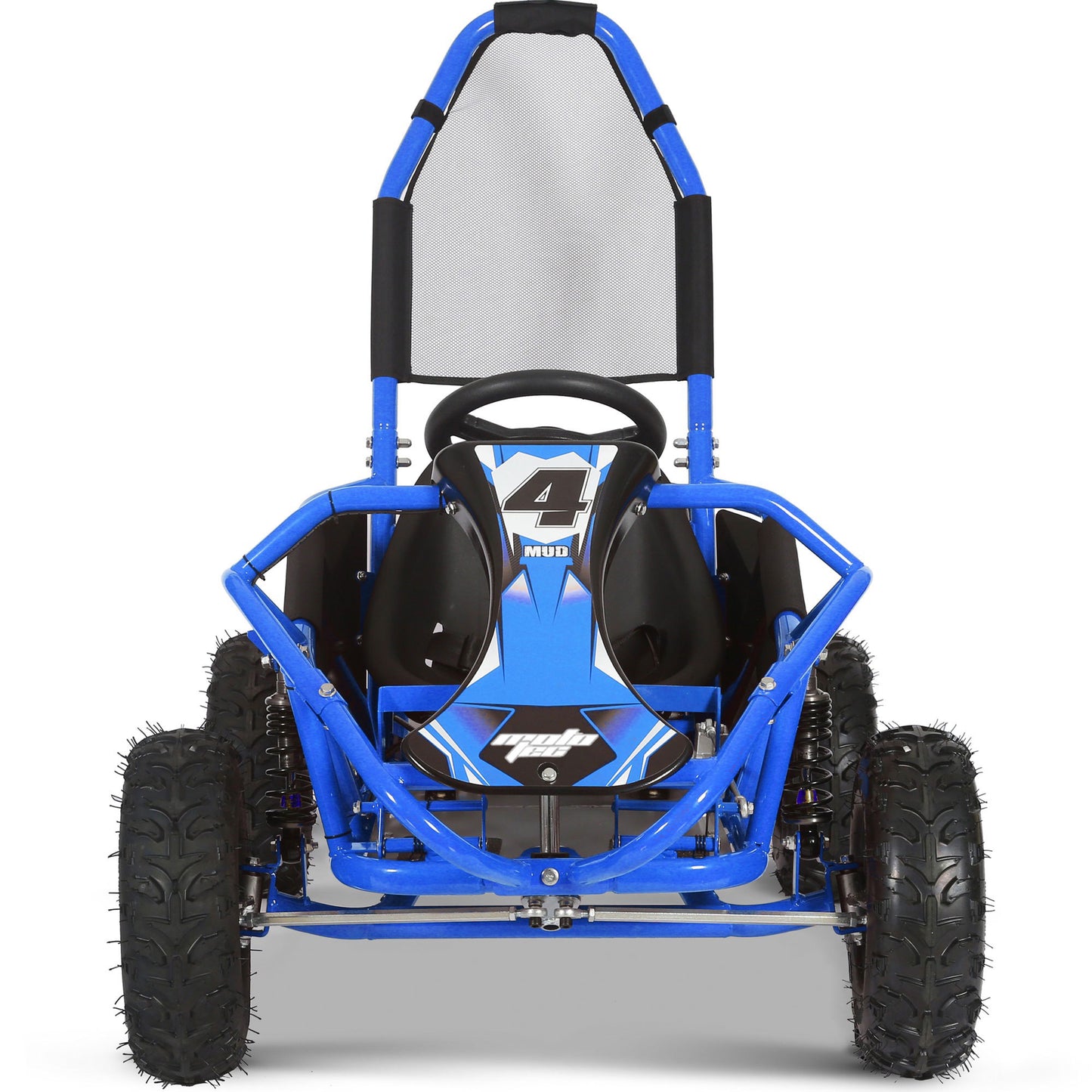MotoTec Mud Kids Gas 98cc Go Kart Full Suspension Blue - view 5