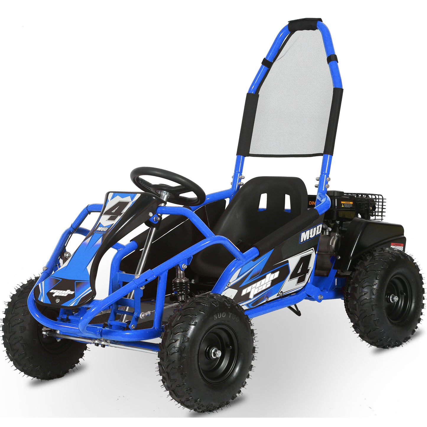 MotoTec Mud Kids Gas 98cc Go Kart Full Suspension Blue - view 6