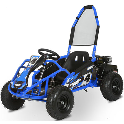 MotoTec Mud Kids Gas 98cc Go Kart Full Suspension Blue - view 6