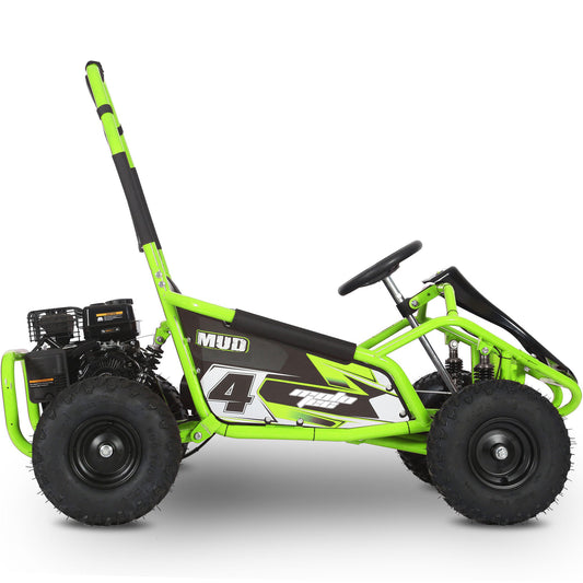 MotoTec Mud Kids Gas 98cc Go Kart Full Suspension Green - view 2