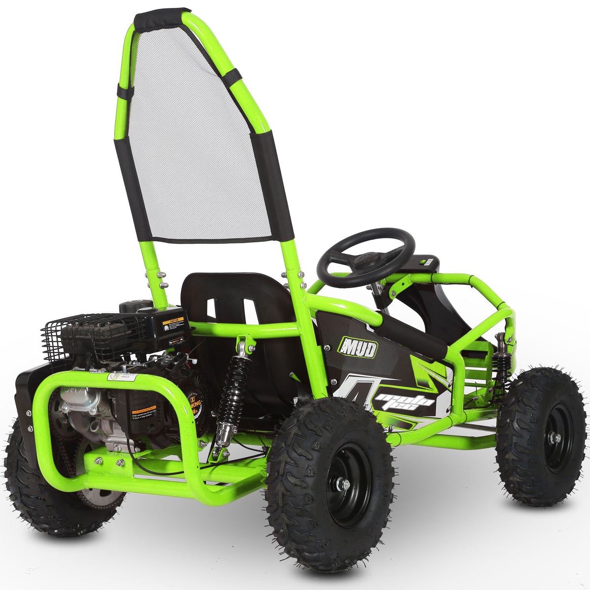 MotoTec Mud Kids Gas 98cc Go Kart Full Suspension Green - view 3