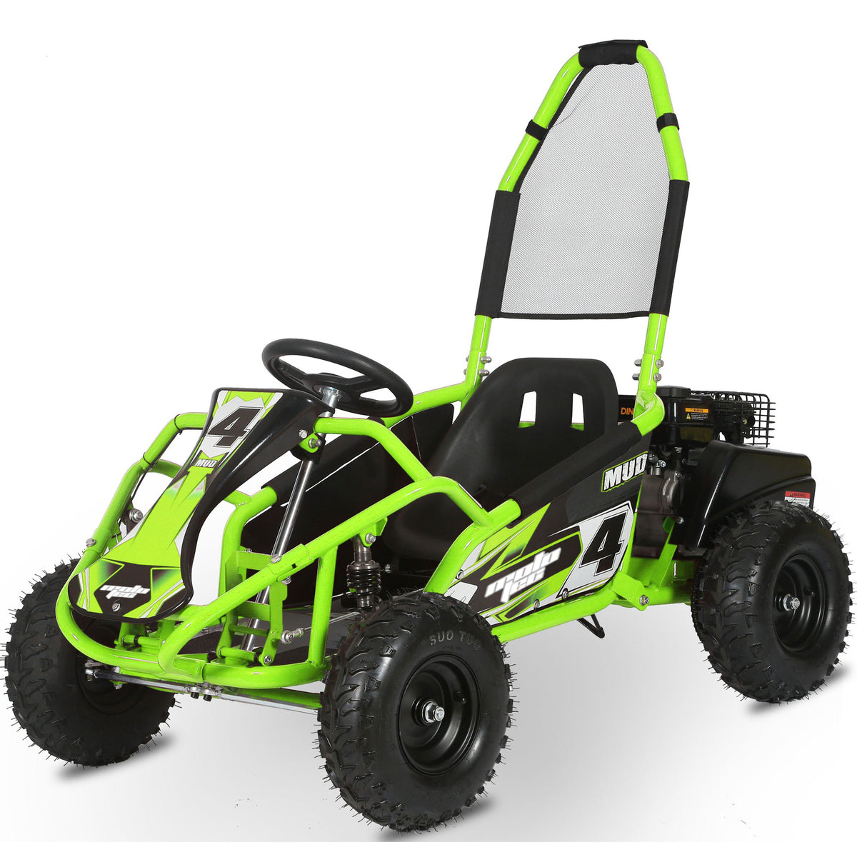 MotoTec Mud Kids Gas 98cc Go Kart Full Suspension Green - view 6