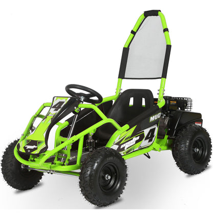 MotoTec Mud Kids Gas 98cc Go Kart Full Suspension Green - view 6