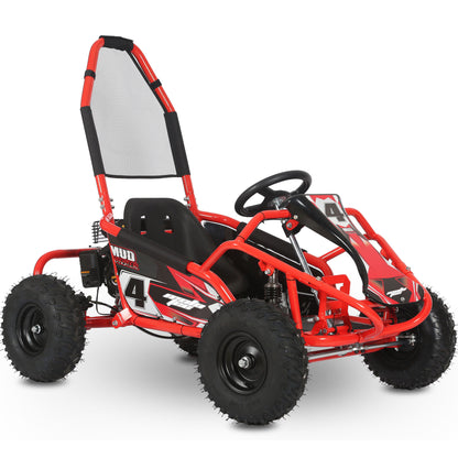 MotoTec Mud Kids Gas 98cc Go Kart Full Suspension Red