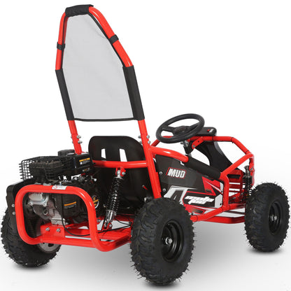 MotoTec Mud Kids Gas 98cc Go Kart Full Suspension Red - view 3