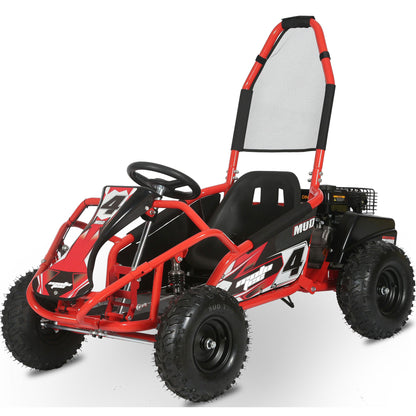 MotoTec Mud Kids Gas 98cc Go Kart Full Suspension Red - view 6