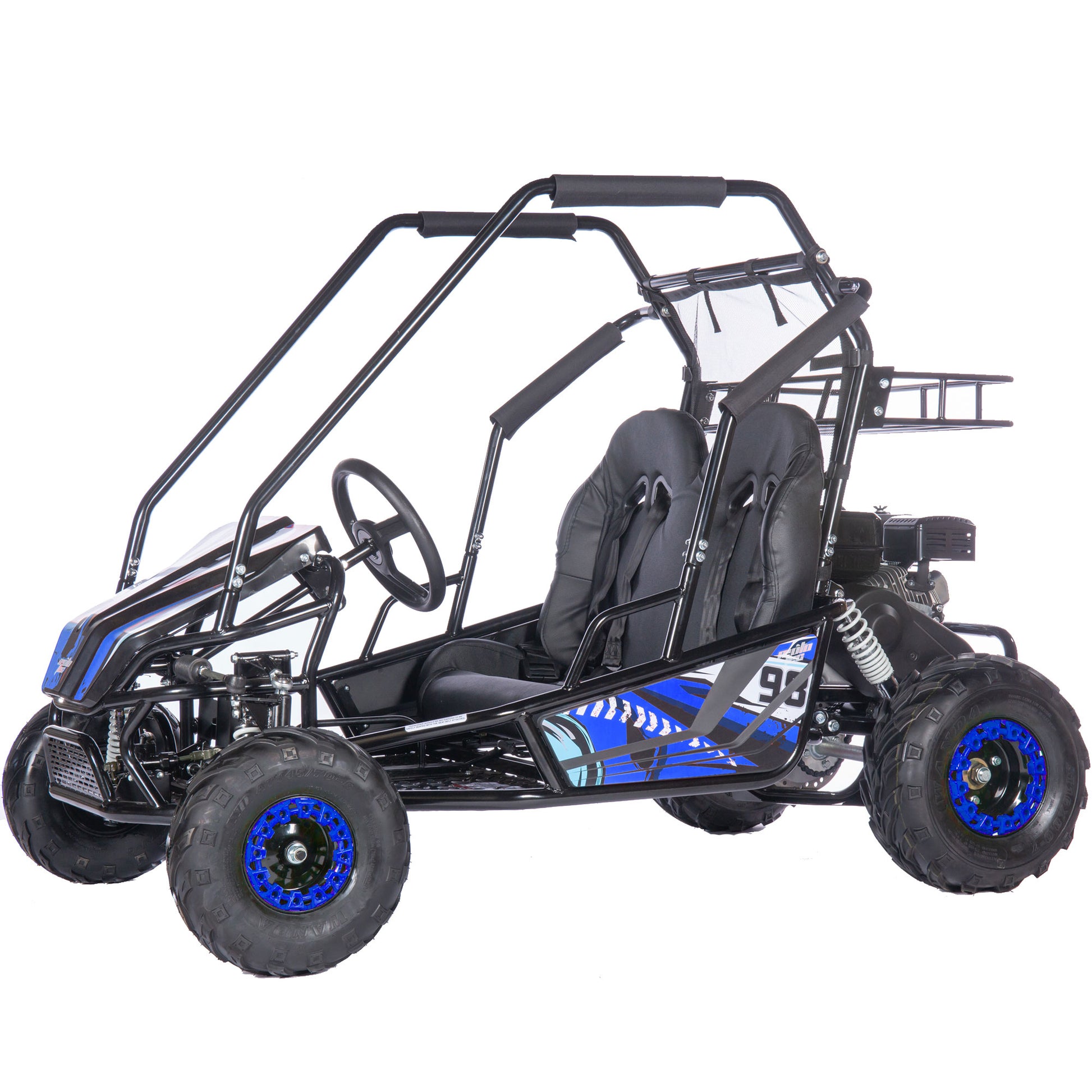 MotoTec Mud XL 212cc 2 Seat Go Kart Full Suspension Blue - view 3