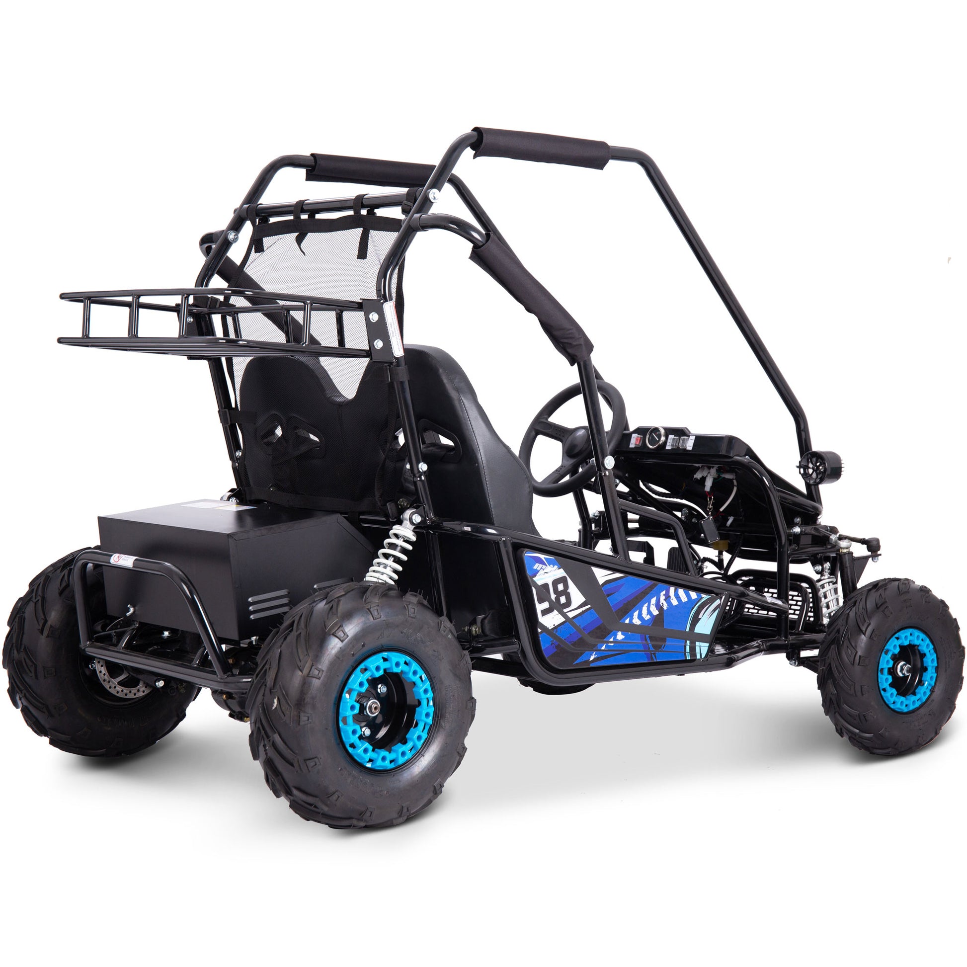MotoTec Mud XL 60V 2000W Electric Go Kart Full Suspension Blue - view 6