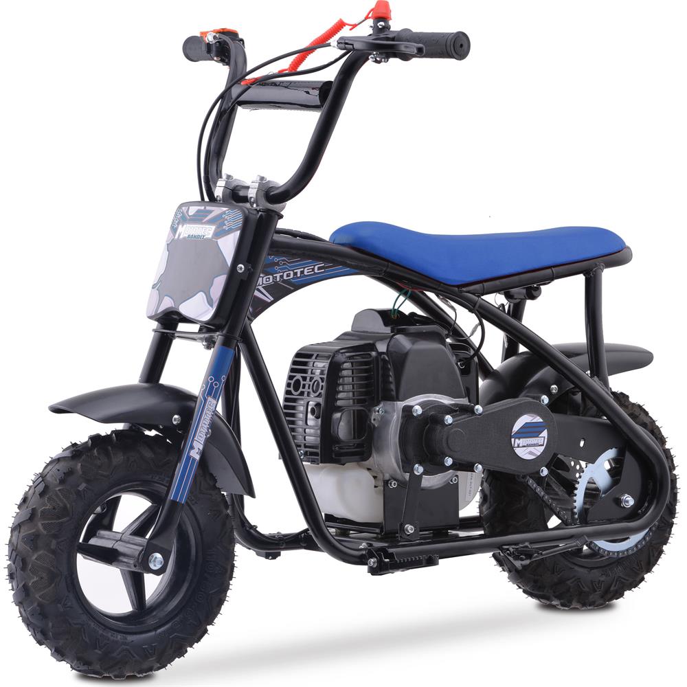 MotoTec Bandit 52cc 2-Stroke Kids Gas Mini Bike Blue - view 3