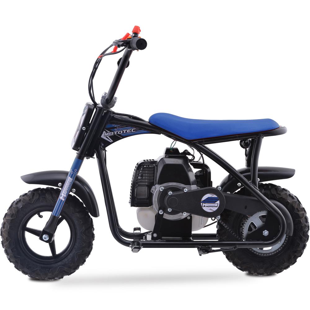 MotoTec Bandit 52cc 2-Stroke Kids Gas Mini Bike Blue - view 4