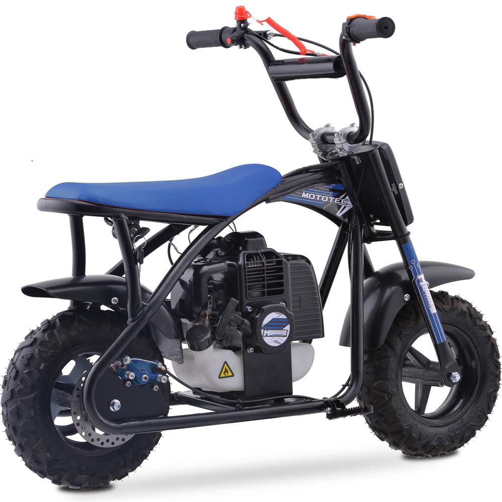 MotoTec Bandit 52cc 2-Stroke Kids Gas Mini Bike Blue - view 5