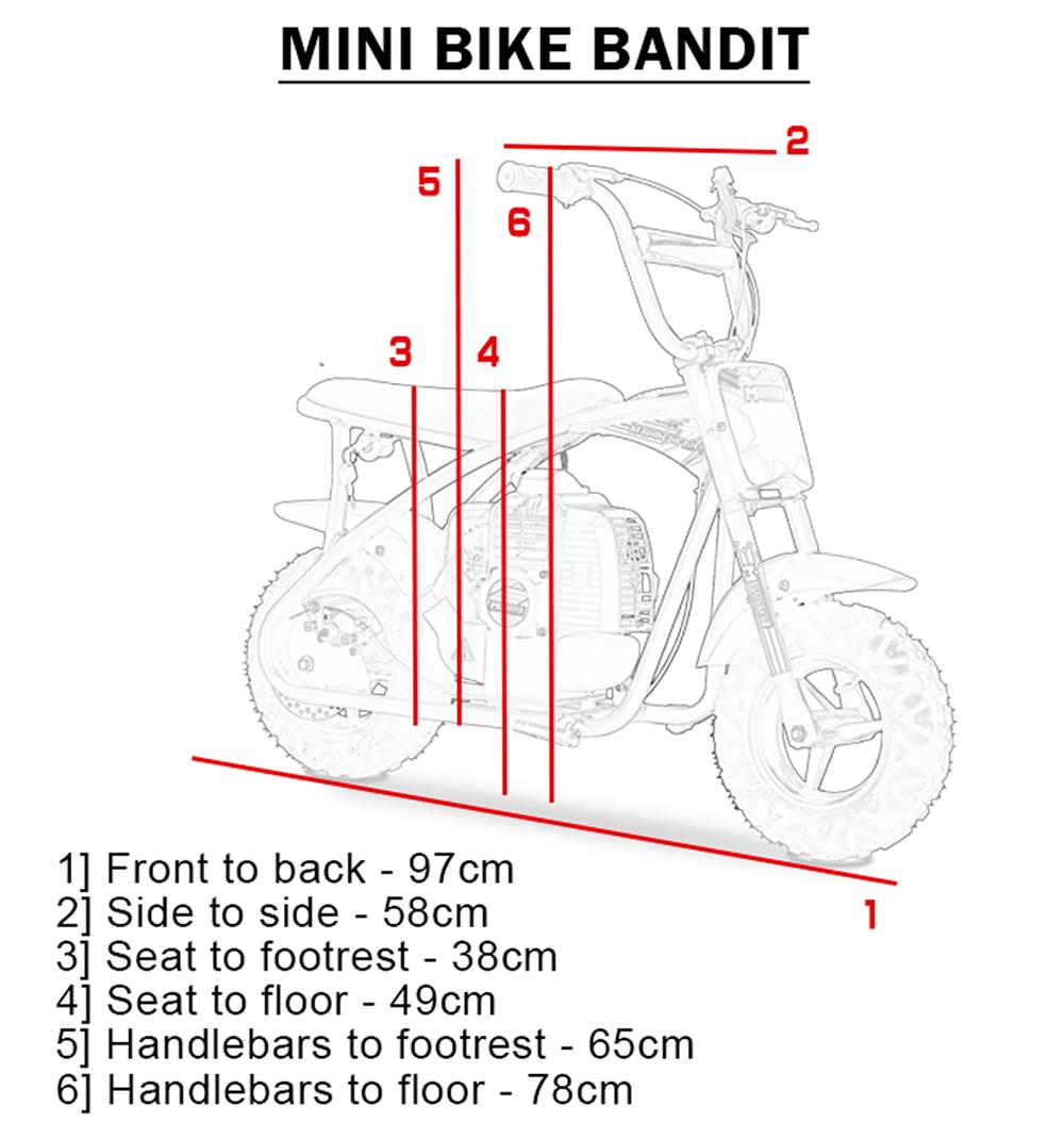 MotoTec Bandit 52cc 2-Stroke Kids Gas Mini Bike Red - view 7