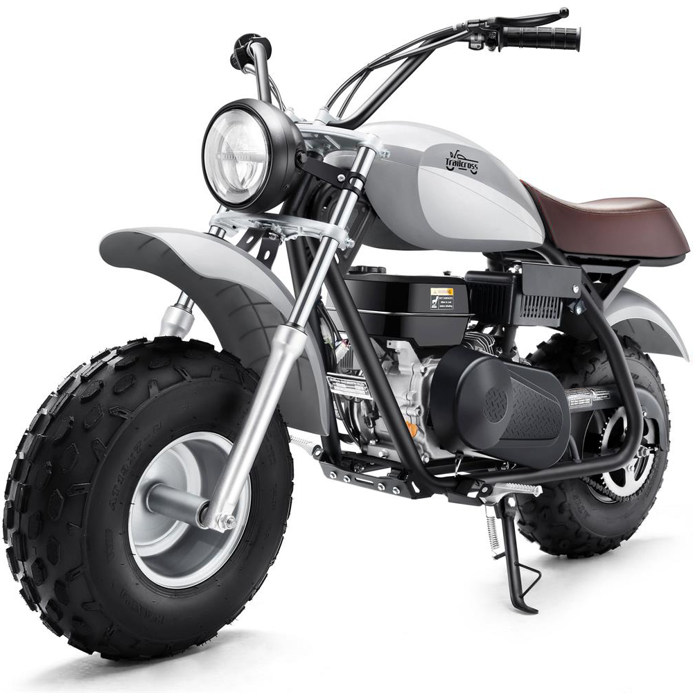 MotoTec 200cc 6.5HP Trailcross Gas Mini Bike Grey - view 2