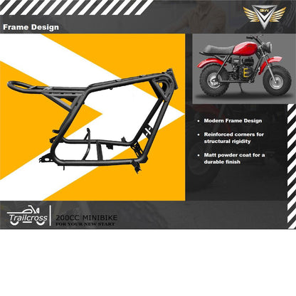 MotoTec 200cc 6.5HP Trailcross Gas Mini Bike Grey - view 3