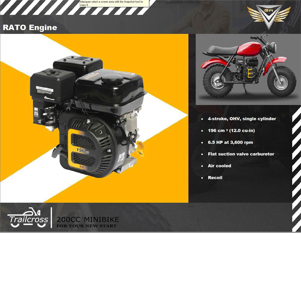 MotoTec 200cc 6.5HP Trailcross Gas Mini Bike Grey - view 4