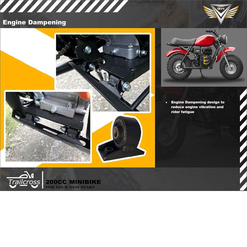 MotoTec 200cc 6.5HP Trailcross Gas Mini Bike Red - view 4