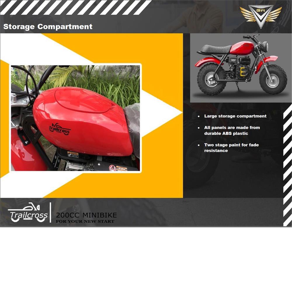 MotoTec 200cc 6.5HP Trailcross Gas Mini Bike Red - view 6