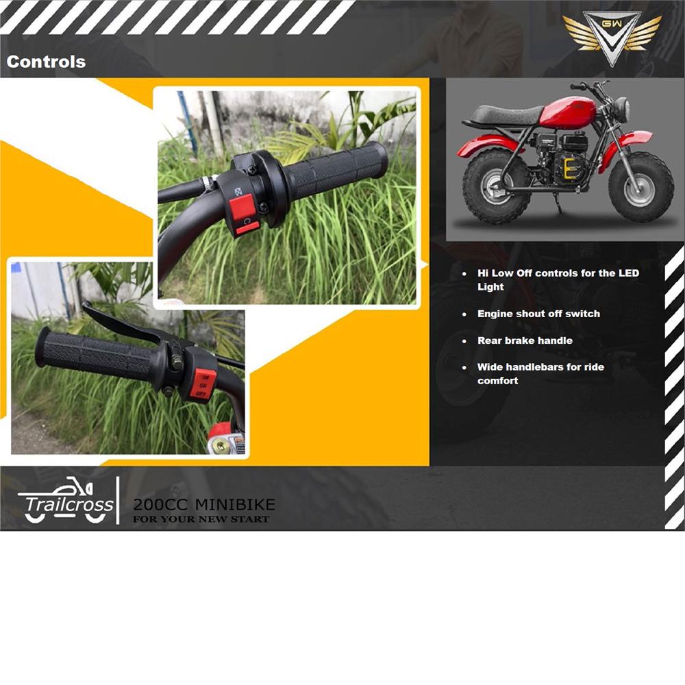 MotoTec 200cc 6.5HP Trailcross Gas Mini Bike Red - view 7