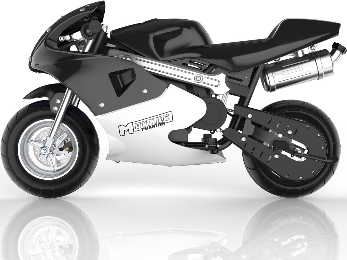 MotoTec Phantom Gas Pocket Bike 49cc 2-Stroke Black - view 3