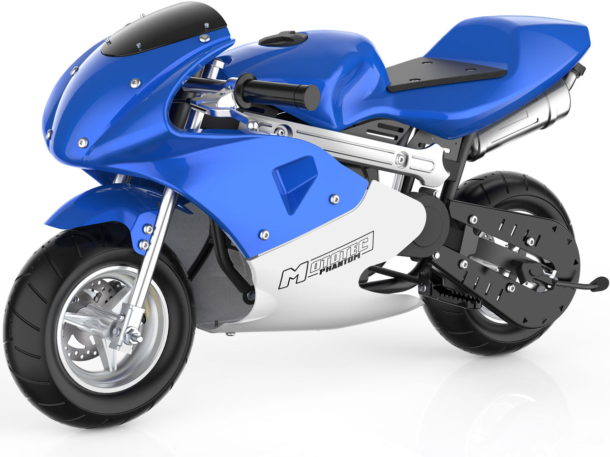 MotoTec Phantom Gas Pocket Bike 49cc 2-Stroke Blue - view 2