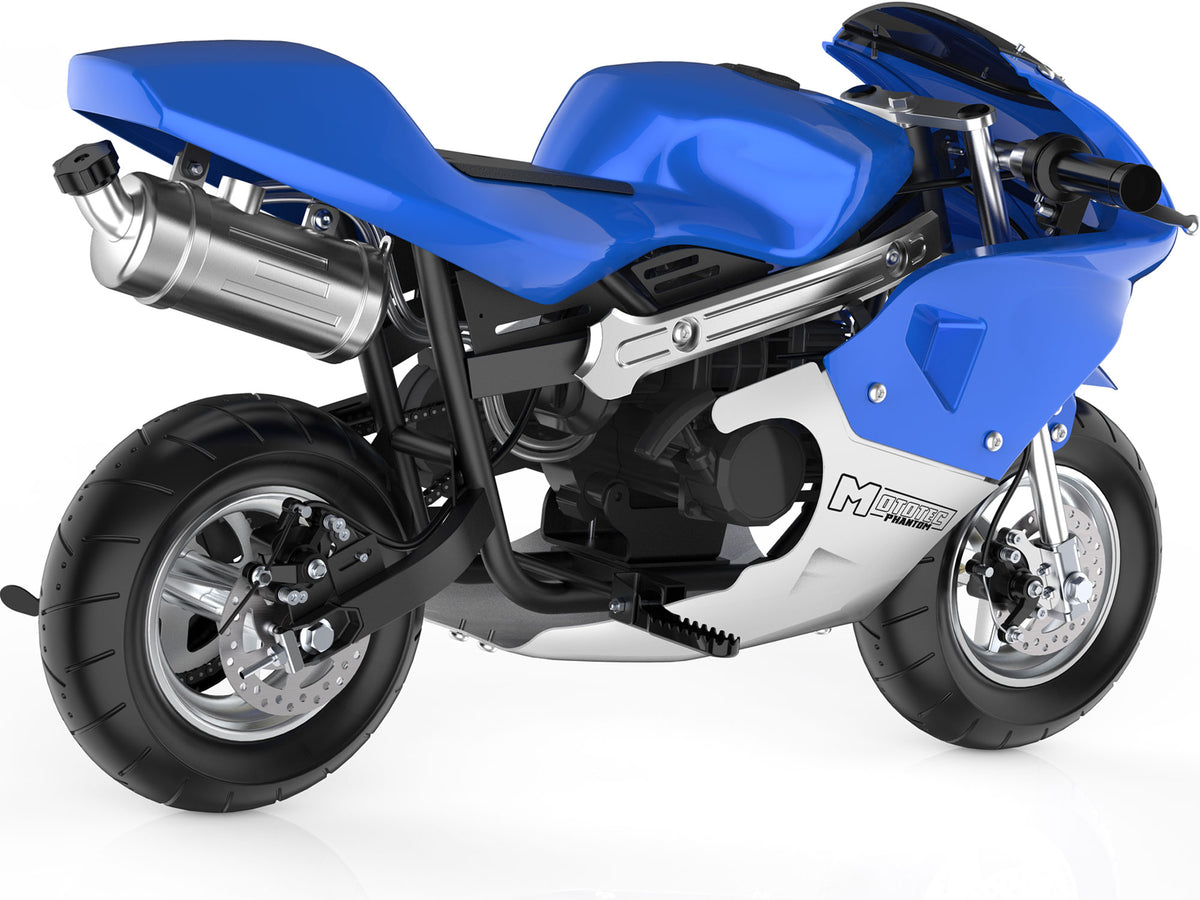 MotoTec Phantom Gas Pocket Bike 49cc 2-Stroke Blue - view 3