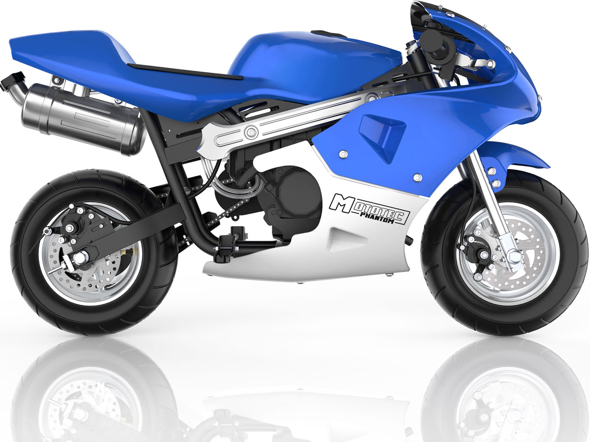 MotoTec Phantom Gas Pocket Bike 49cc 2-Stroke Blue - view 4