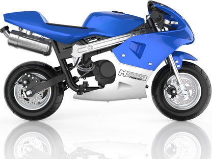 MotoTec Phantom Gas Pocket Bike 49cc 2-Stroke Blue - view 4