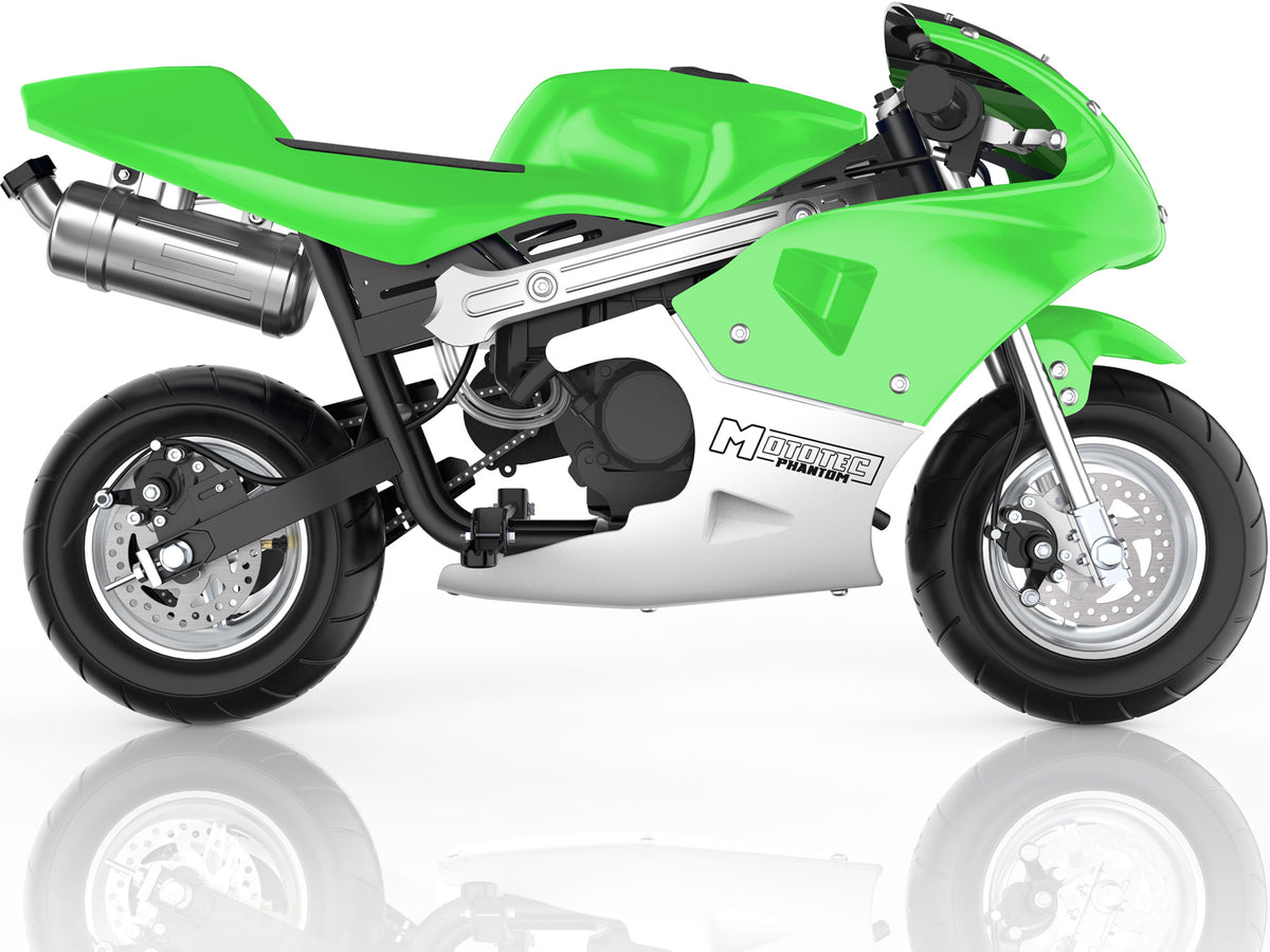 MotoTec Phantom Gas Pocket Bike 49cc 2-Stroke Green - view 4