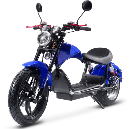 MotoTec Raven 60V 30Ah 2500W Lithium Electric Scooter Blue