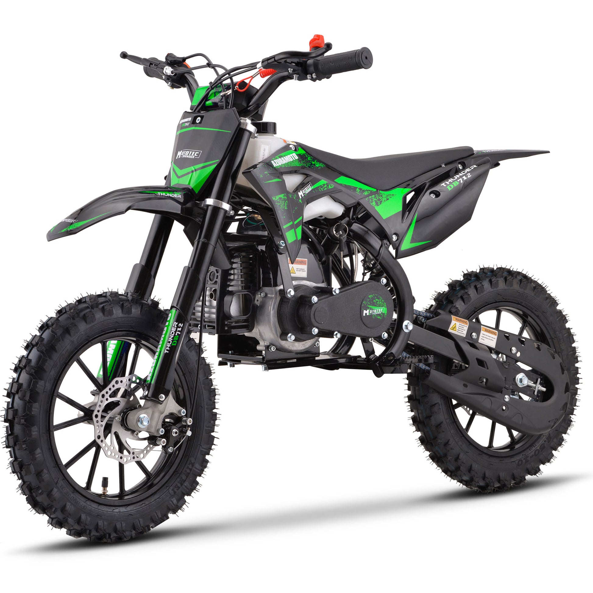 MotoTec Thunder 50cc 2-Stroke Kids Gas Dirt Bike Green - view 6