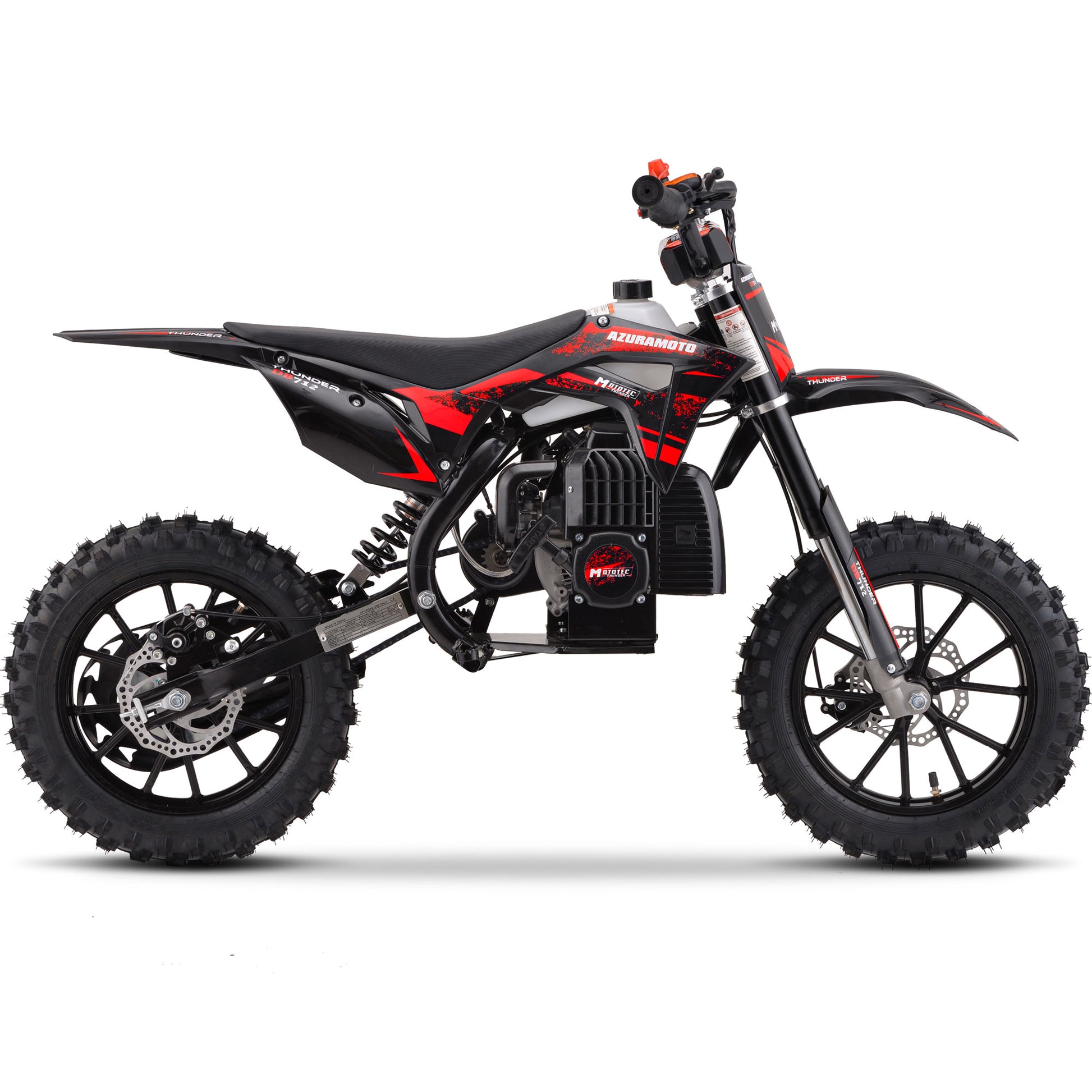 MotoTec Thunder 50cc 2-Stroke Kids Gas Dirt Bike Red - view 4