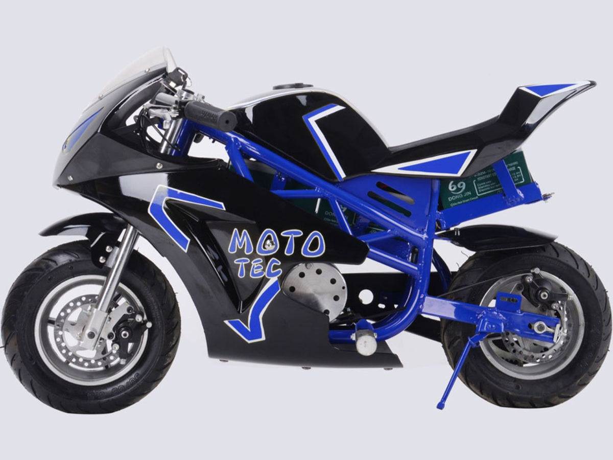MotoTec 36V 500W Electric Pocket Bike GT Blue - view 3