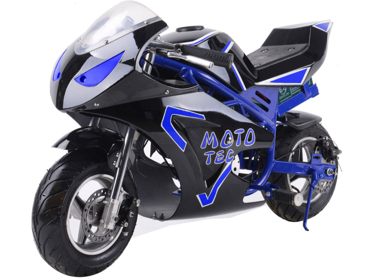 MotoTec 36V 500W Electric Pocket Bike GT Blue - view 4