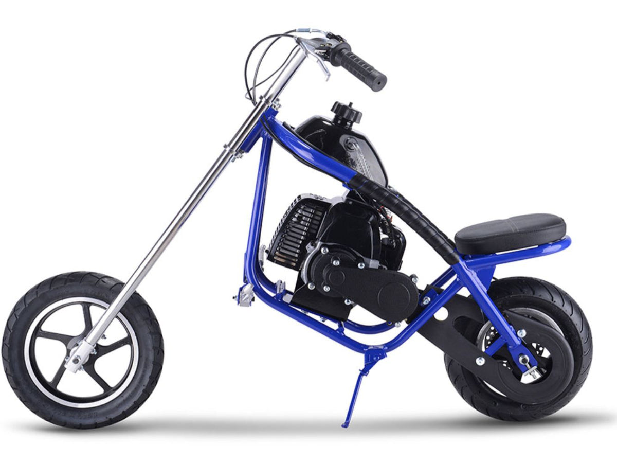MotoTec 49cc Gas Mini Chopper Blue - view 3